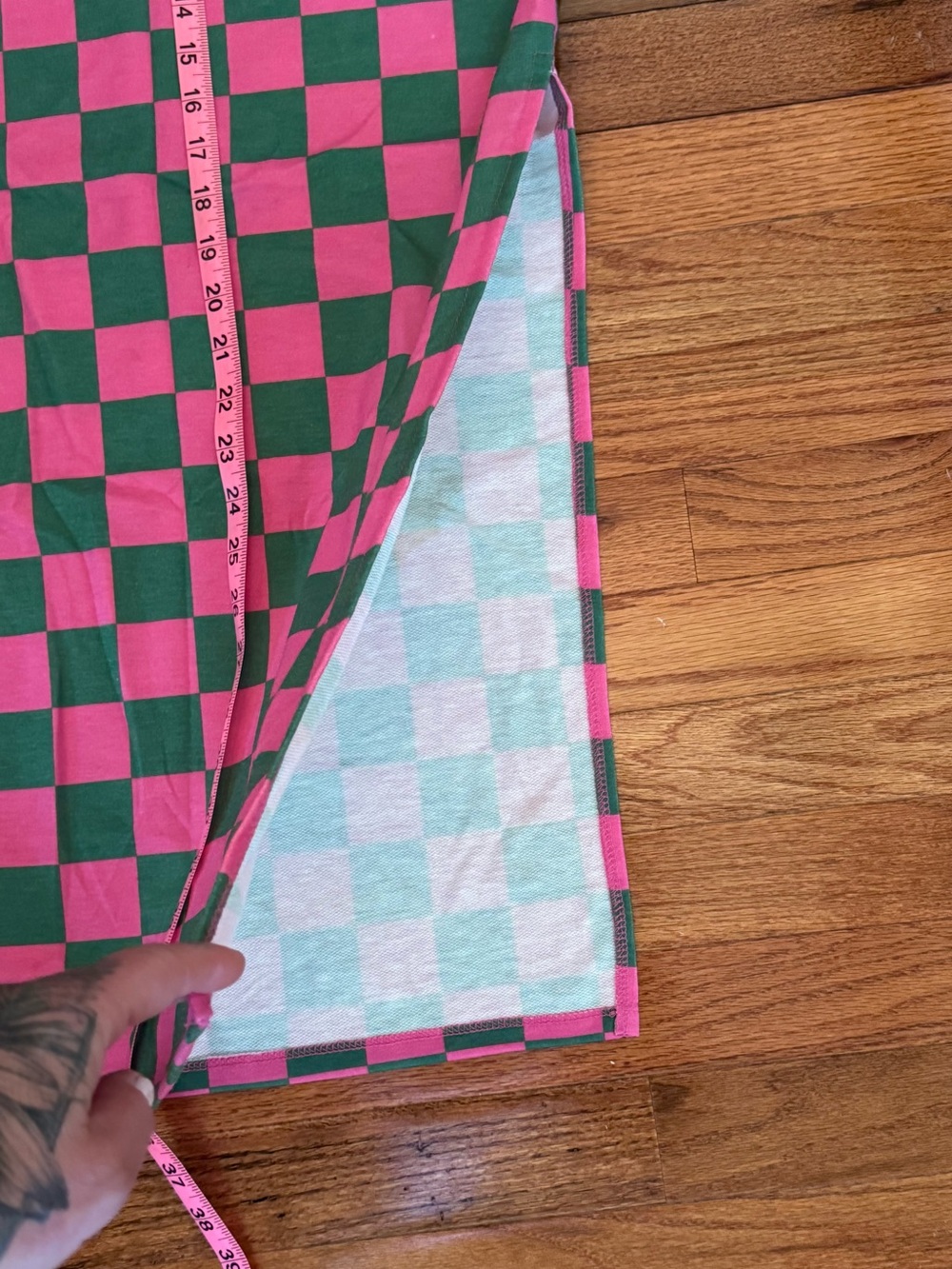 Jade by Jane Checkerboard Maxi Skirt in Pink and Green - Picture 3 of 6